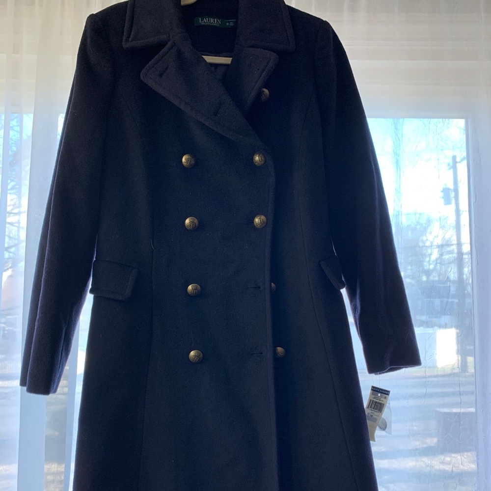 New Navy Ralf Lauren Pea Coat size 10 with tags